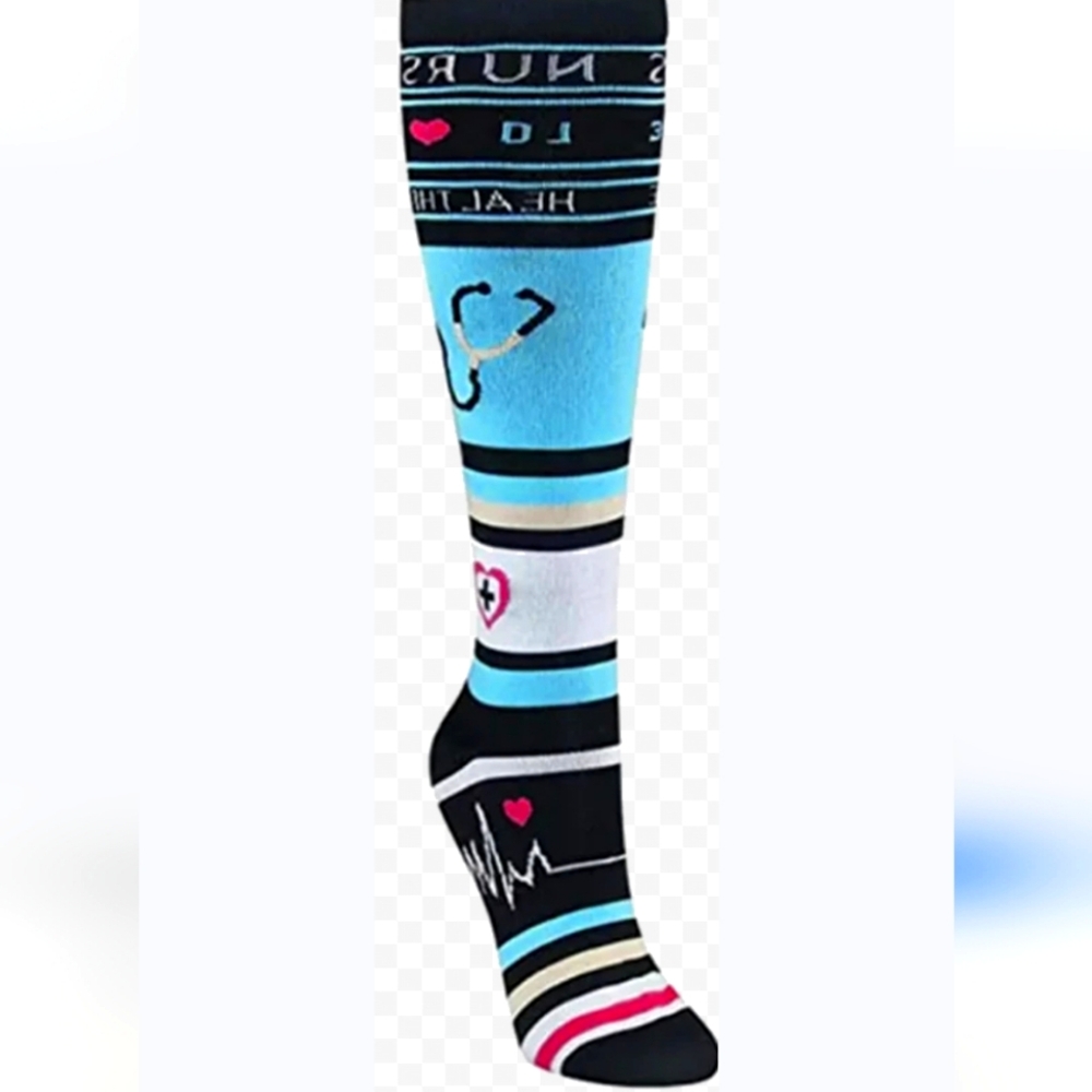 Women's Compression Socks (Nurse Healthcare Black with decor size Small/ Medium
